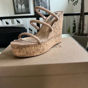 Steve Madden Tan Cork Wedge Sandals